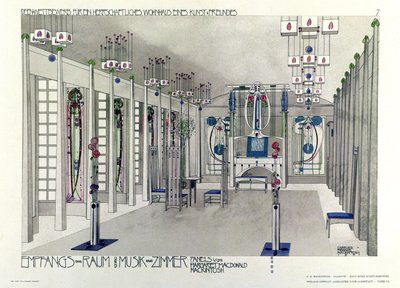 Ontwerp voor een Muziekkamer met panelen door Margaret Macdonald Mackintosh, 1901 door Charles Rennie Mackintosh